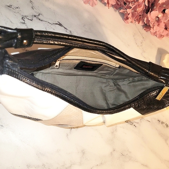 NWT HOBO Int'l Black with Multi-Color Leather Patchwork Design Shoulder Bag - Picture 2 of 8